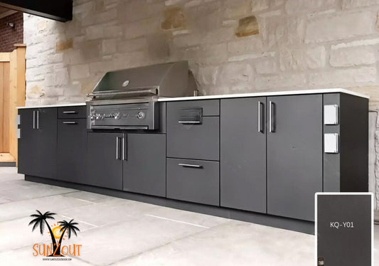 12 ft Dark Grey Sunzout Designer Series Modular Outdoor Kitchen with 34 Grill