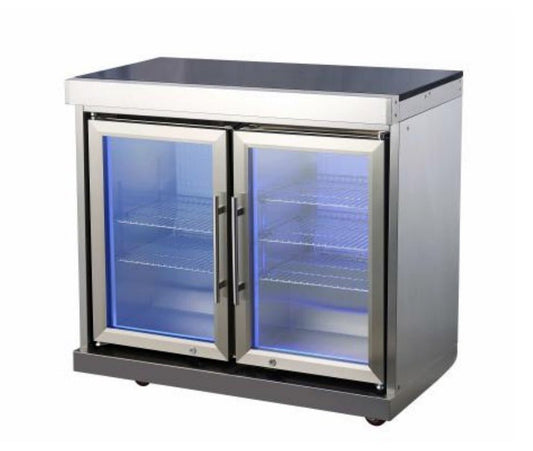 38 inch Double Outdoor Refrigerator with Modular Cabinet and Black Granite Countertop