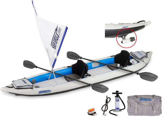 465FT Fast Track Sea Eagle Inflatable Kayak Pro QuikSail Bixpy Motor Package