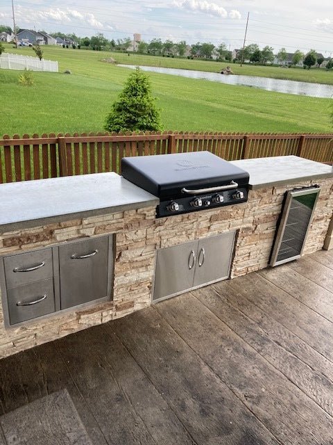 9ft Manufactured Stacked Stone Outdoor Kitchen Island, Ready to assemble, RTA.  Countertops and Appliances sold separately