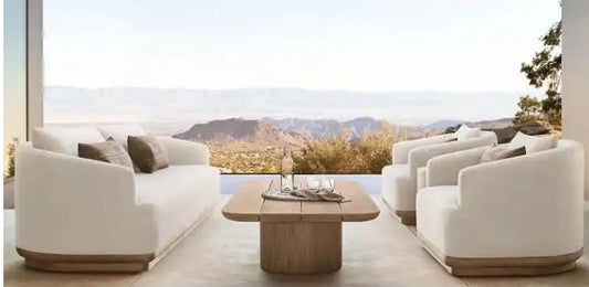 Winter Park Collection-Outdoor All-Weather Fully Upholstered Teak Sofa Set